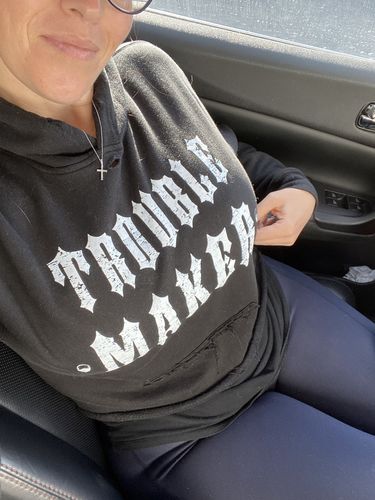 Customer photo review of 142- Trouble Maker Crop Hoodie