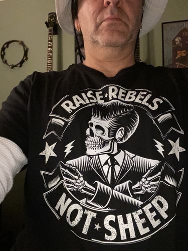 Customer photo review of Raise Rebels Not Sheep Vintage Chingon T-Shirt