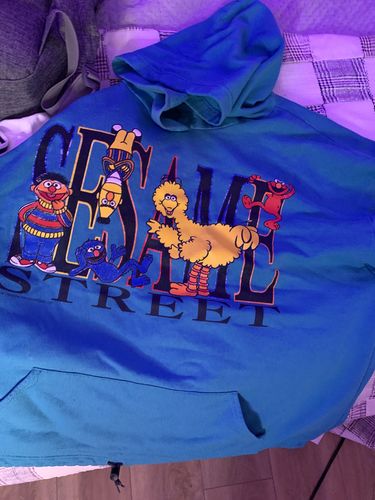 Customer photo review of Vintage Sesame Street 90s Hoodie Size Large/XL