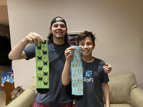 Customer photo review of Custom Dog Socks