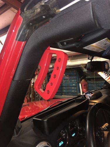 Customer photo review of Aluminum Front & Rear Grab Handles -Red (11-18 Jeep Wrangler JK/ JKU) In stock Dec 15