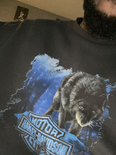 Customer photo review of Vintage Harley Davidson Wolf Sweatshirt Size 2XL