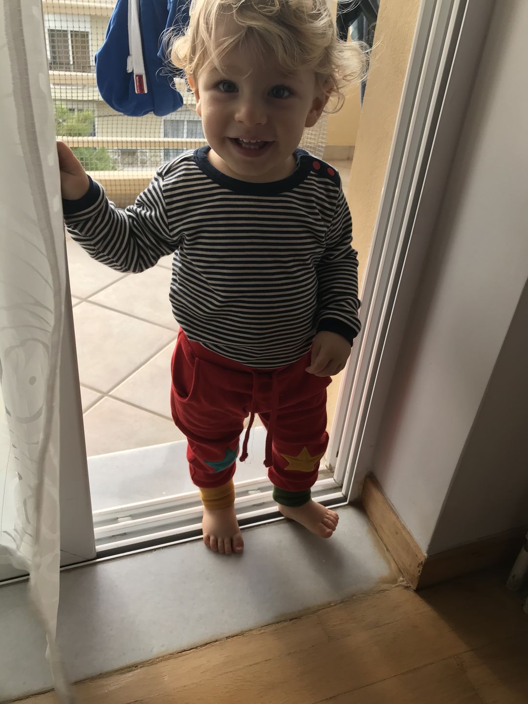 Customer photo review of Navy Stripe Long Sleeve Tee