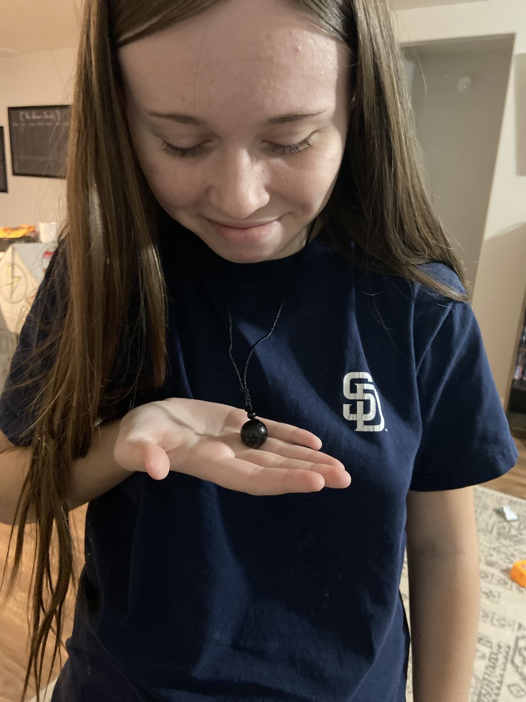 Customer photo review of Obsidian Stone Necklace