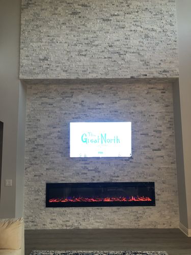 Customer photo review of Touchstone Sideline 100” Wall-Mount / Recessed Electric Fireplace
