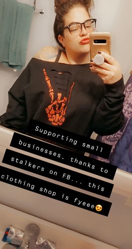 Customer photo review of 152 - Red Regret Wide Neck Hoodie