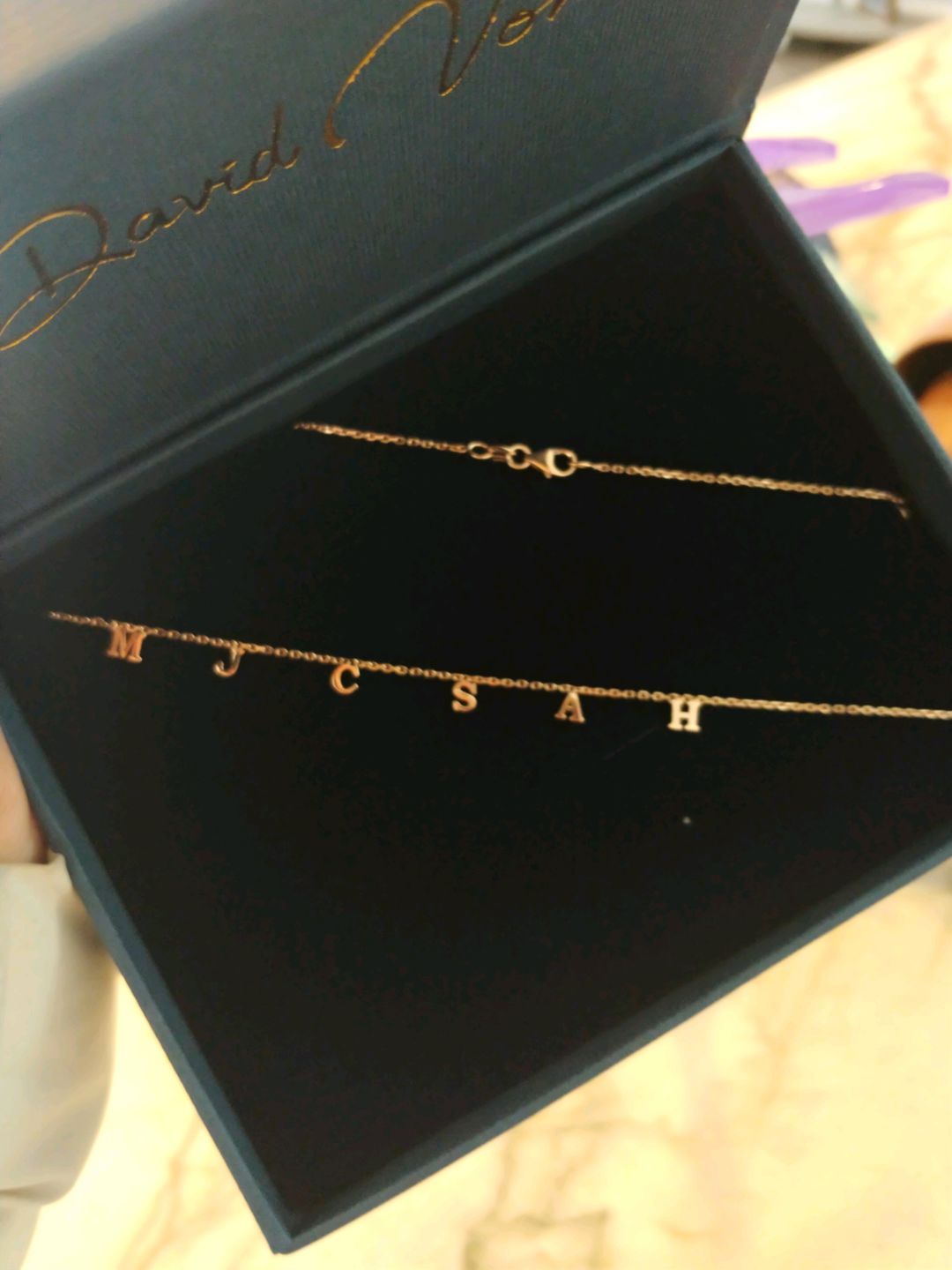 Customer photo review of Dainty Letter Name Necklace