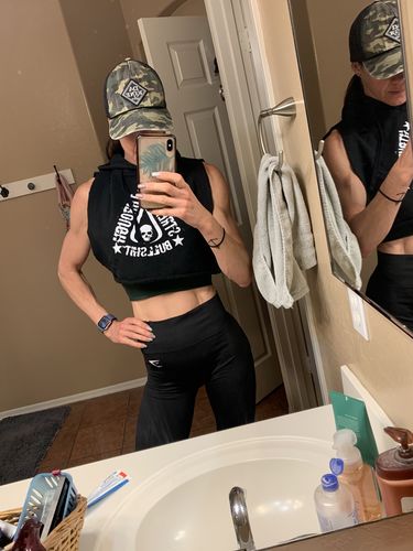 Customer photo review of #Bullshit Crop Tank Hoodie - 01