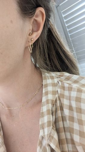 Customer photo review of Delicate Hook/Arc Earrings