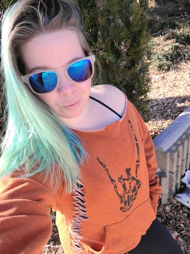 Customer photo review of #Regret Wide Neck Hoodie - 035