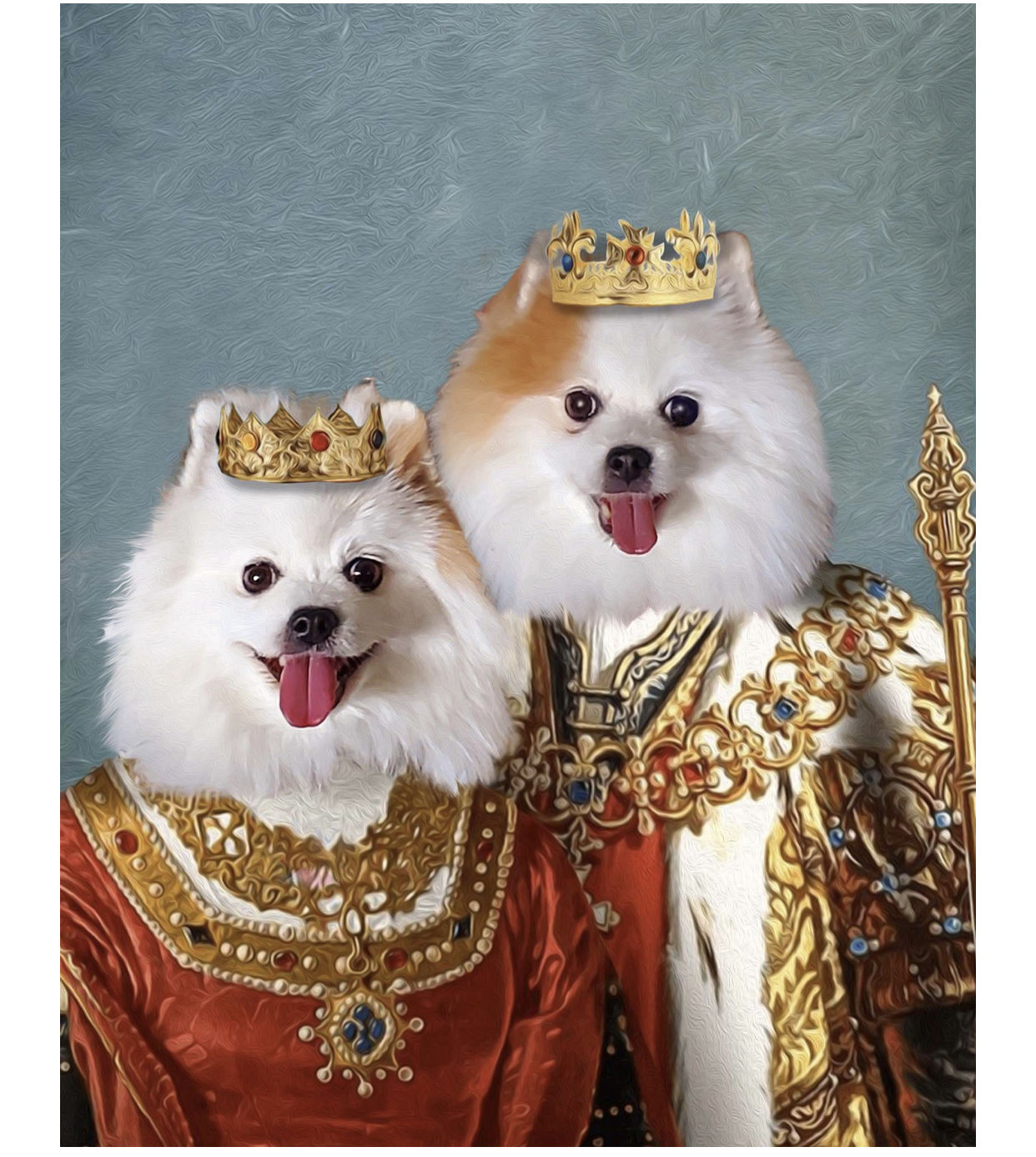 Customer photo review of Royal King and Queen Custom Pet Portrait