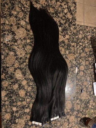 Customer photo review of Full Shine Tape in Hair Extensions 100% Virgin Human Hair Off Black (#1B)