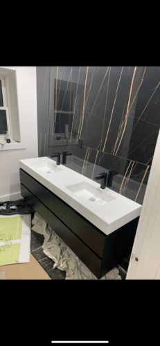 Customer photo review of Bliss 72", Kubebath Black Wall Mount Modern Bathroom Vanity, Double Sink