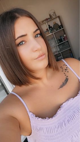 Customer photo review of Full Shine Tape in Hair Extensions 100% Virgin Human Hair Darkest Brown (#2)
