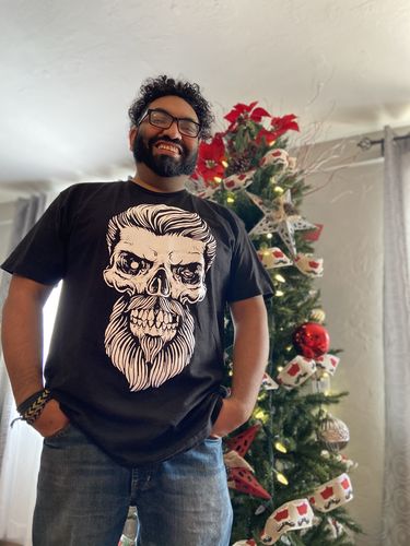 Customer photo review of 82- Brutal Bearded Skull Tee