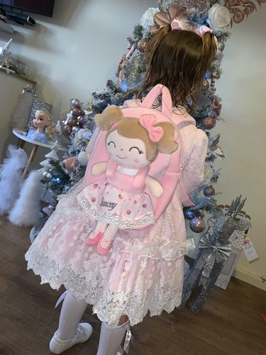 Customer photo review of Personalized Leyadoll Doll Backpack (Strawberry) - 2 Skin Tones