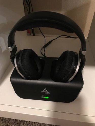 Customer photo review of Wireless TV Headphones, Monodeal Over Ear Headsets for TV Watching with Charging Dock, 2.4GHz RF Transmitter, 100ft Wireless Range and Rechargeable 20 Hour Battery, Black