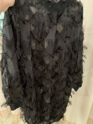 Customer photo review of Elegant black lace dresses oversized lace gown women tassel dresses