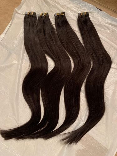 Customer photo review of Full Shine Tape in Hair Extensions 100% Virgin Human Hair Darkest Brown (#2)