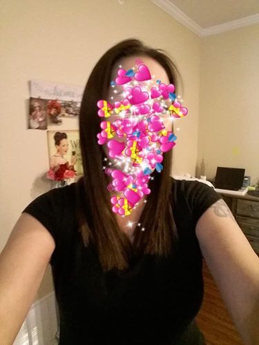 Customer photo review of Full Shine Tape in Hair Extensions 100% Virgin Human Hair Darkest Brown (#2)