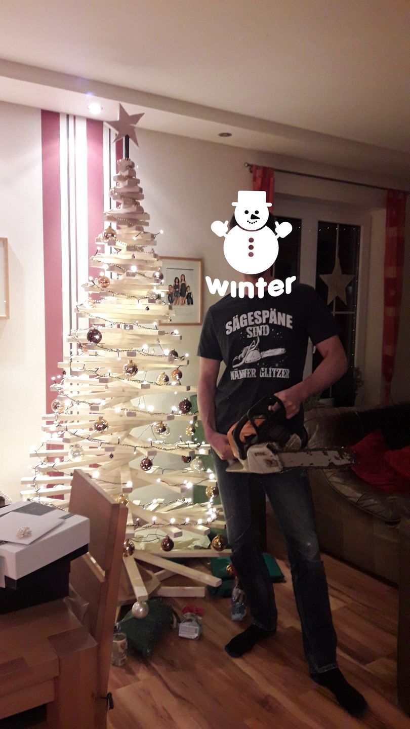 Customer photo review of MÄNNERGLITZER KETTENSÄGE - Bio Herren Shirt