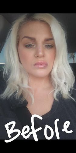 Customer photo review of Full Shine Tape in Hair Extensions 100% Virgin Human Hair Blonde (#613)