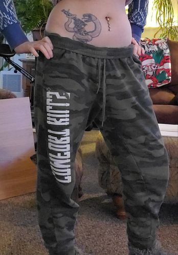Customer photo review of #Comfort Kills Unisex Joggers - 01