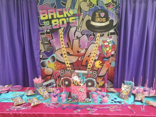 Customer photo review of 80s Hip Hop Graffiti Theme Party Custom Backdrop