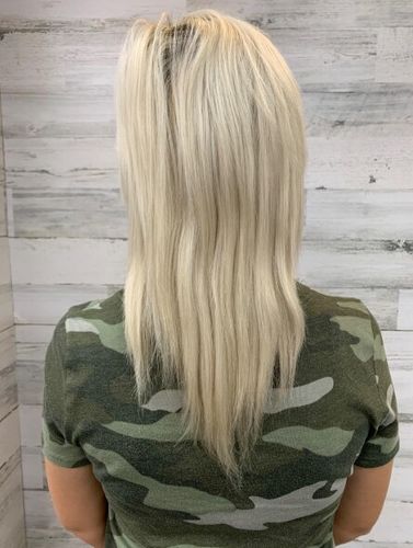 Customer photo review of Full Shine Tape in Hair Extensions 100% Virgin Human Hair Blonde (#613)