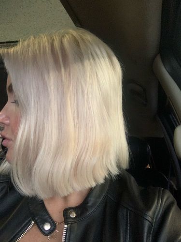 Customer photo review of Full Shine Tape in Hair Extensions 100% Virgin Human Hair Blonde (#613)