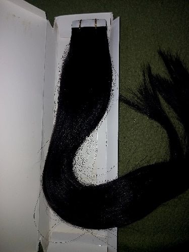 Customer photo review of Full Shine Tape in Hair Extensions 100% Virgin Human Hair Off Black (#1B)