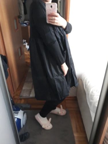 Customer photo review of stylish black cotton shift dress plus size cotton clothing dress Elegant high waist patchwork cotton dress