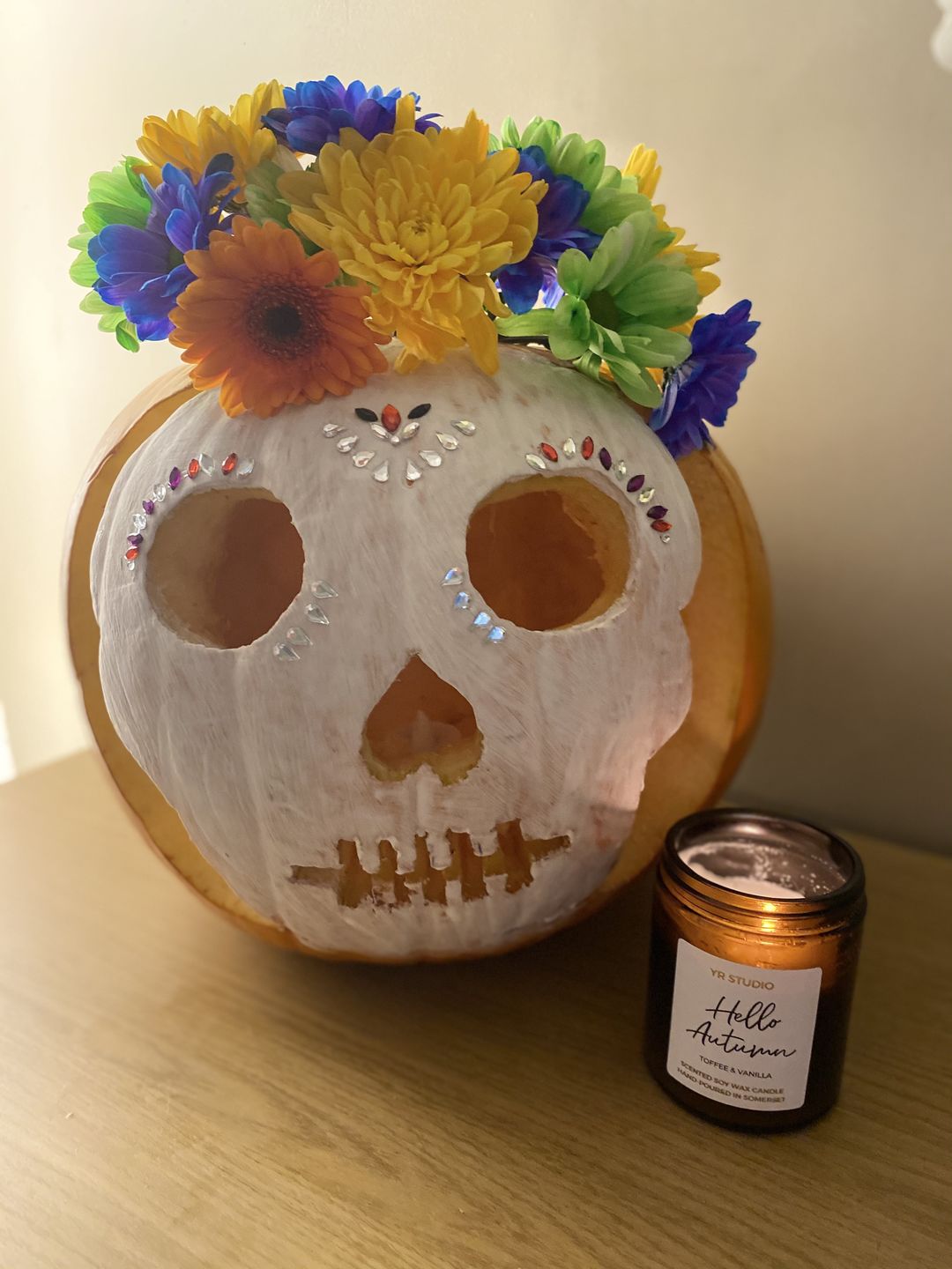 Customer photo review of Pumpkin Spice Soy Candle in Amber Jar