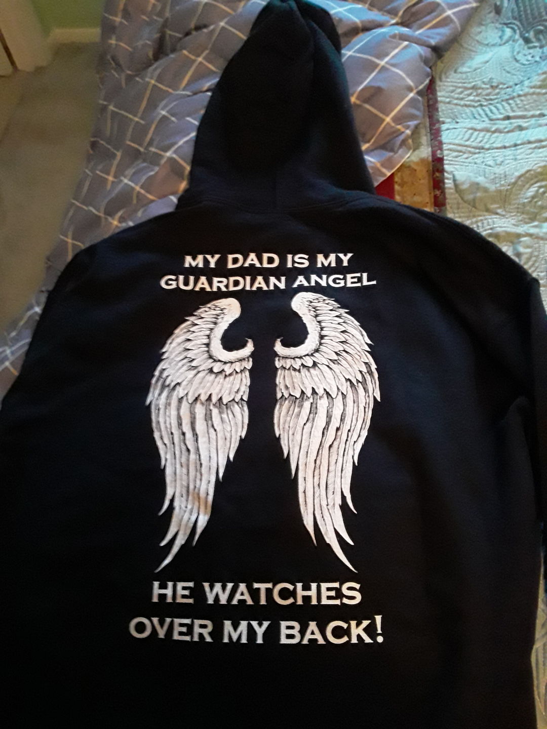 Customer photo review of My Dad Is My Guardian Angel Hoodie