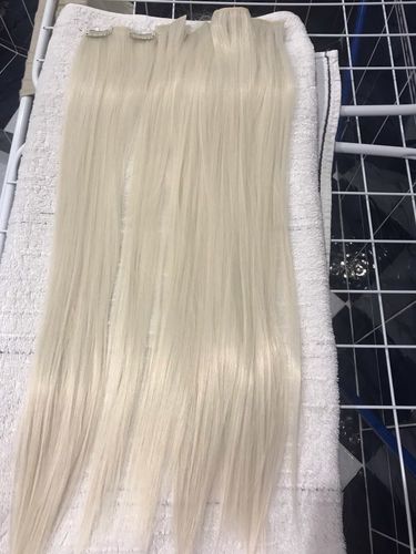 Customer photo review of Full Shine Clip in Extensions 100% Remy Human Hair 7 Pieces Platinum Blonde (#60)
