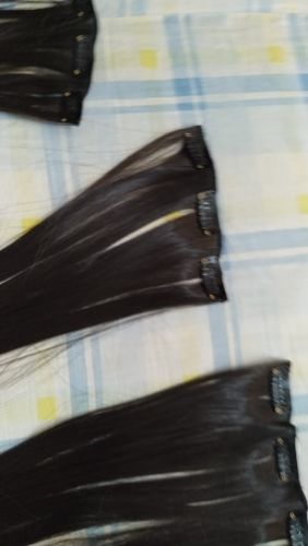 Customer photo review of Full Shine Clip in Extensions 100% Remy Human Hair 7 Pieces Off Black (#1B)