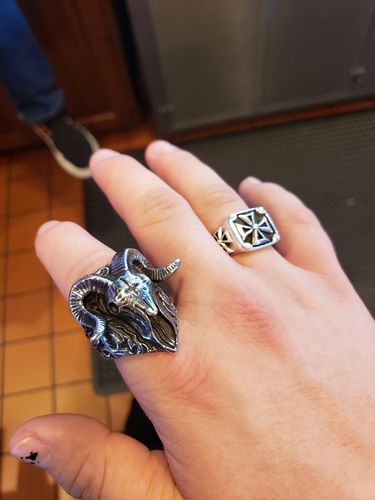 Customer photo review of CROSS RAM SKULL RING