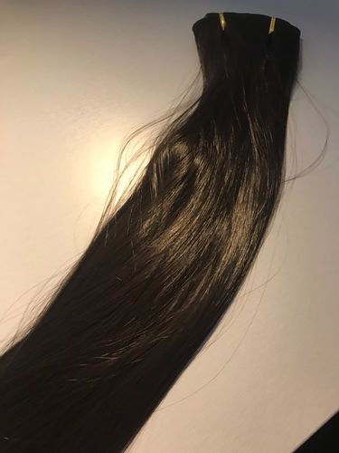 Customer photo review of Full Shine Clip in Extensions 100% Remy Human Hair 7 Pieces Off Black (#1B)