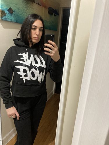 Customer photo review of 16- Lone Wolf Crop Hoodie