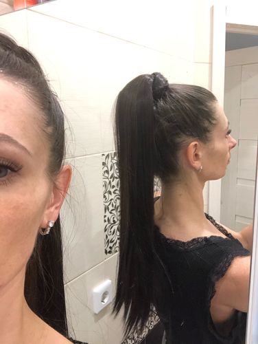 Customer photo review of Full Shine Clip in Extensions 100% Remy Human Hair 7 Pieces Off Black (#1B)
