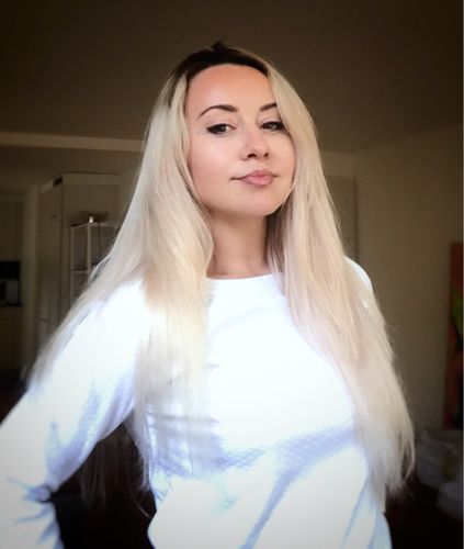 Customer photo review of Full Shine Clip in Extensions 100% Remy Human Hair Balayage Blonde (#18/22/60)