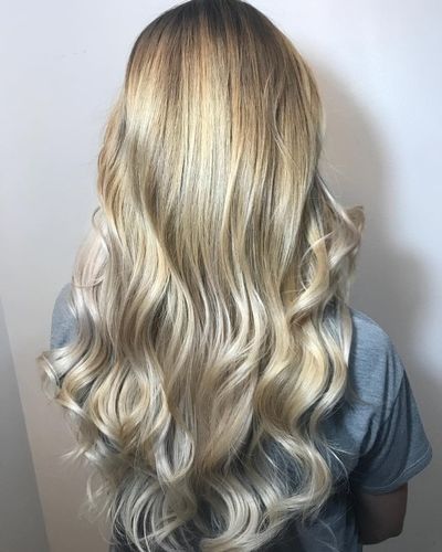 Customer photo review of Full Shine Clip in Extensions 100% Remy Human Hair Balayage Blonde (#18/22/60)