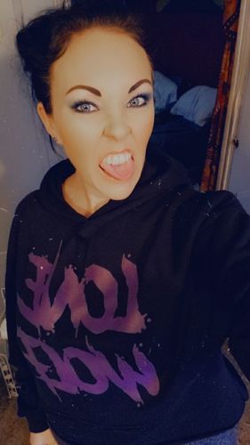 Customer photo review of 157- Lone Wolf Purple Crop Hoodie