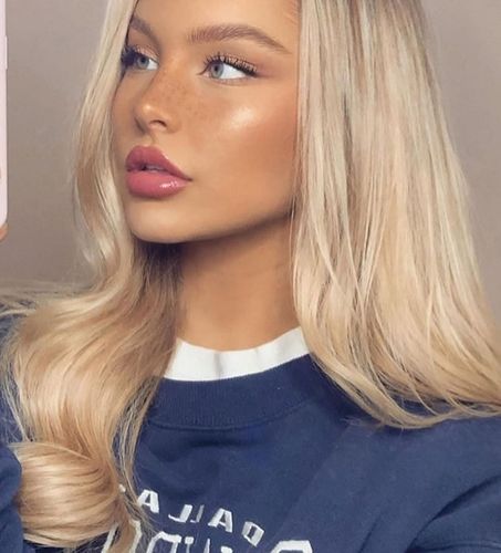 Customer photo review of Full Shine Clip in Extensions 100% Remy Human Hair Balayage Blonde (#18/22/60)