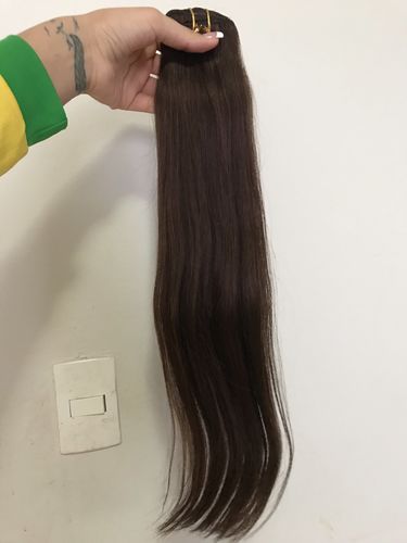 Customer photo review of Full Shine Clip in Extensions 100% Remy Human Hair 7 Pieces Dark Brown (#4)