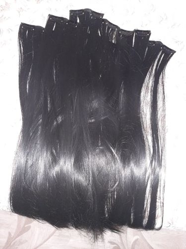 Customer photo review of Full Shine Clip in Extensions 100% Remy Human Hair 7 Pieces Jet Black (#1)