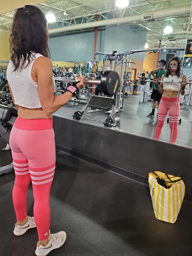 Jessica W. review of White Striped Performance Leggings image 1 out of 1