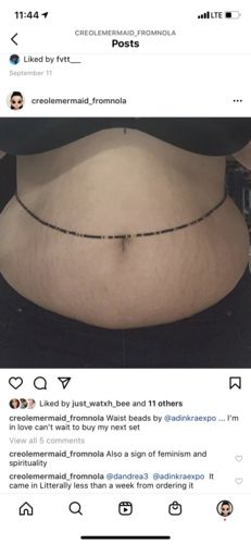 Customer photo review of Black Star Black and Gold Tie On Waist Beads