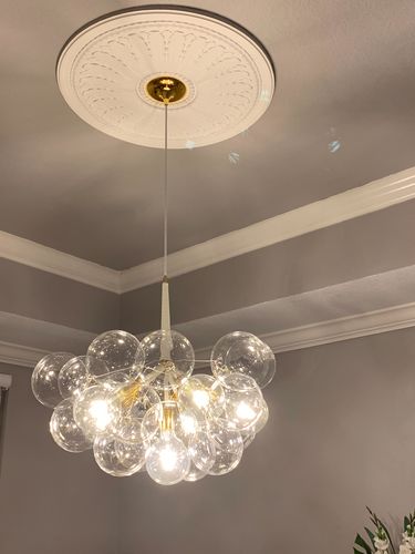 Customer photo review of Modern Clear Glass Bubble Cluster Chandelier