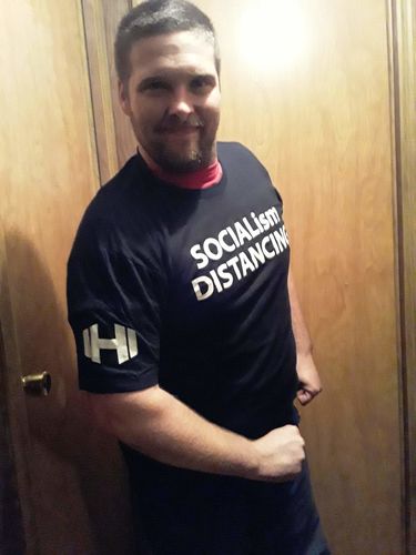 Customer photo review of Socialism Distancing Mens Apparel